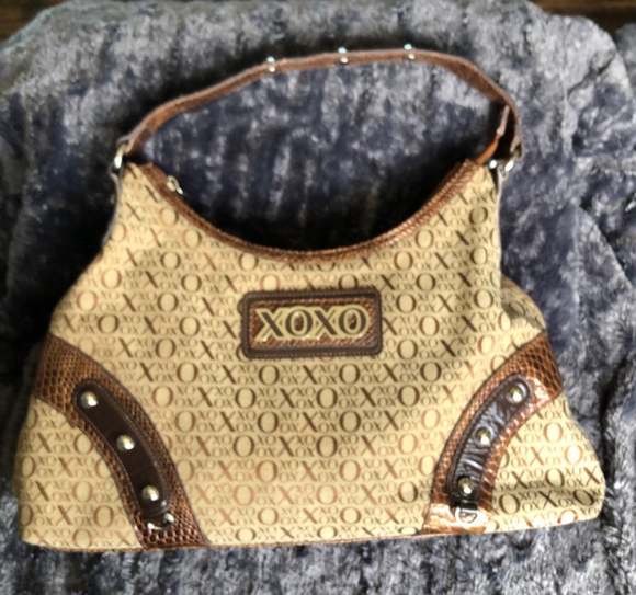 XOXO Handbags - XOXO Handbag with snakeskin look faux leather and studded embellishments